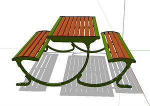 室外连体餐桌椅设计SU(草图大师)模型
