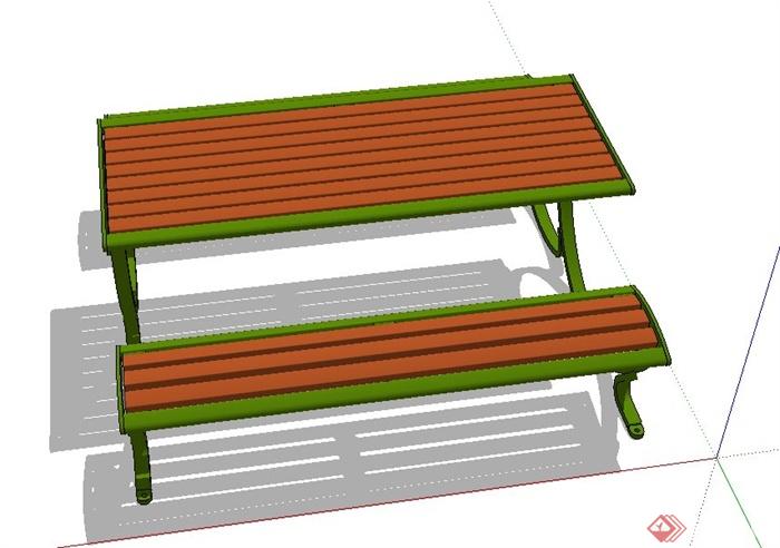 室外连体餐桌椅设计SU模型(2)