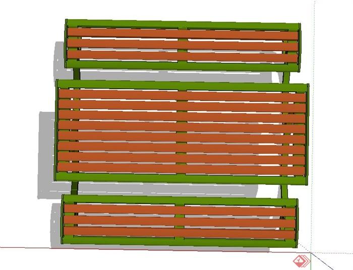 室外连体餐桌椅设计SU模型(3)