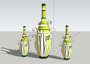 玉米状瓶子雕塑组合SU(草图大师)模型