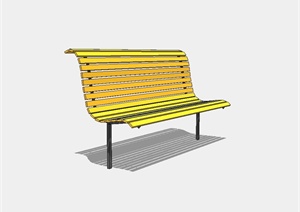 某公园黄色无扶手长条靠椅设计SU(草图大师)模型