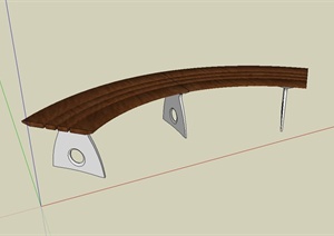半圆形长条坐凳设计SU(草图大师)模型