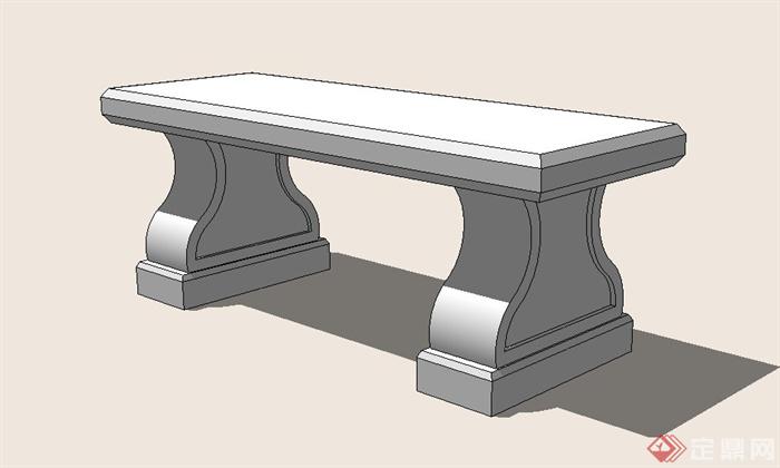 室外长坐凳SU设计模型(1)