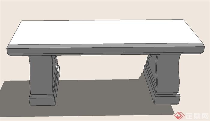 室外长坐凳SU设计模型(2)