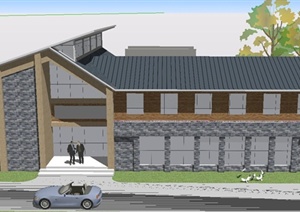 某两层坡屋顶住宅建筑建筑设计SU(草图大师)模型