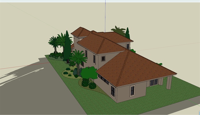 罗马风格别墅建筑设计su模型