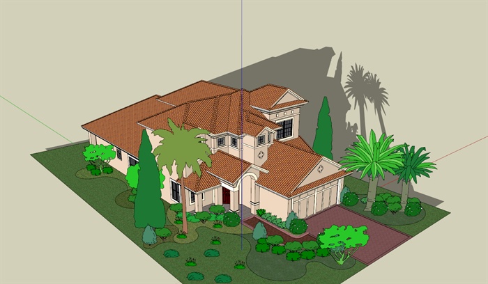 罗马风格别墅建筑设计su模型