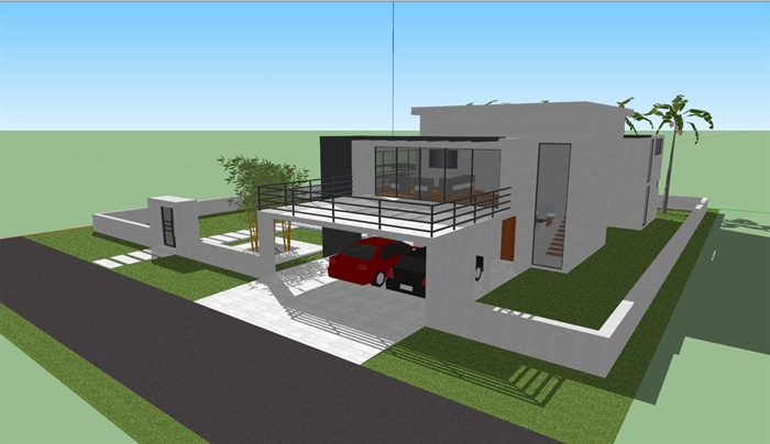 现代大空间通透式别墅SketchUp模型(2)