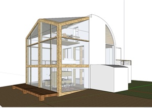 木质现代风格别墅SketchUp模型