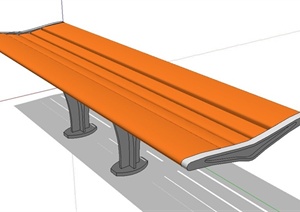 室外长条形凹凸坐凳设计SU(草图大师)模型