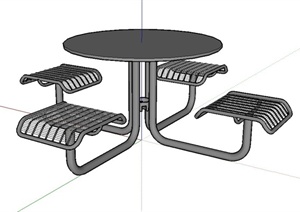 户外四人连体桌凳设计SU(草图大师)模型