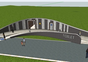 某公园靠山公共厕所建筑设计SU(草图大师)模型