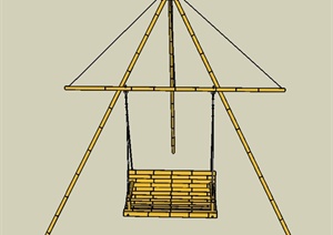 室外竹制摇椅设计SU(草图大师)模型