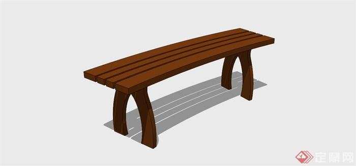 现代简约木凳长椅SU模型(1)