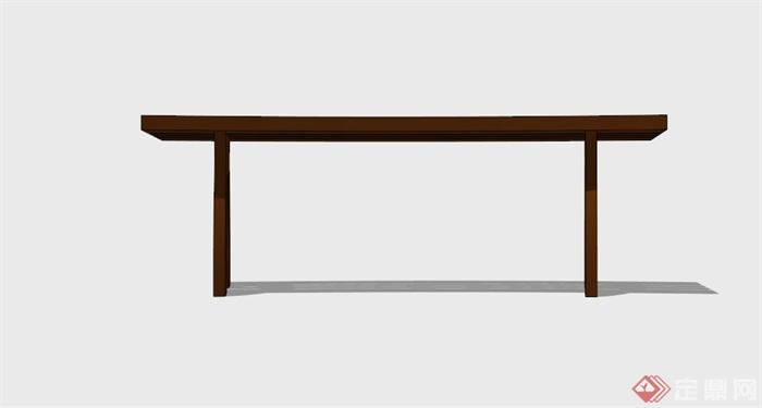现代简约木凳长椅SU模型(3)