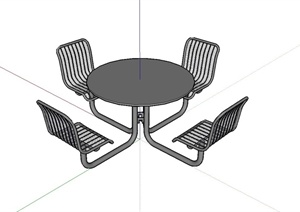 现代四人铁艺桌椅组合设计SU(草图大师)模型