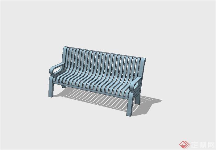 现代镂空户外长条靠椅设计su模型(2)