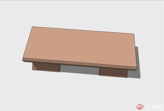 现代户外长条凳设计su模型(3)