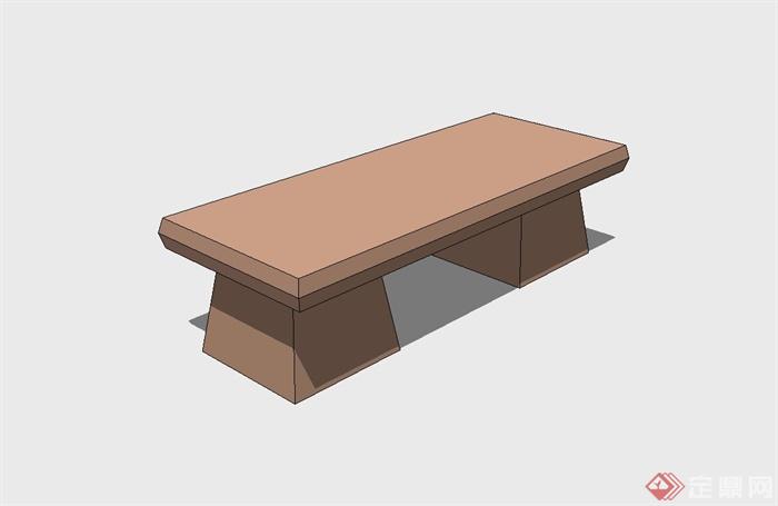 现代户外长条凳设计su模型(1)