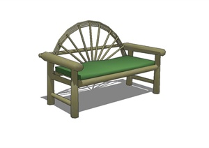 现代木质扶手靠椅设计SU(草图大师)模型