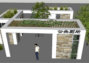 某单层景观公厕建筑设计SU(草图大师)模型