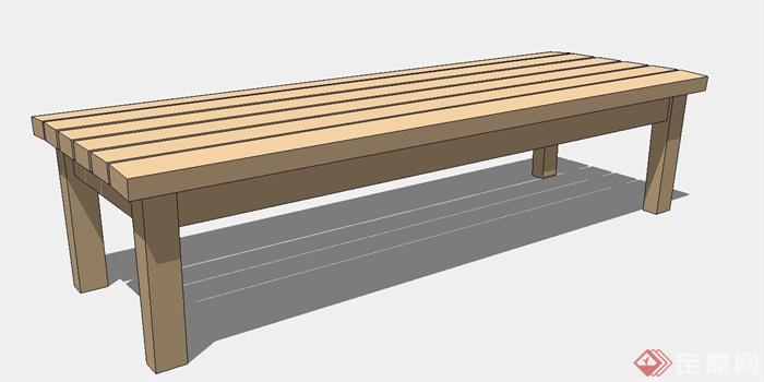 木质长方形坐凳设计SU模型(1)