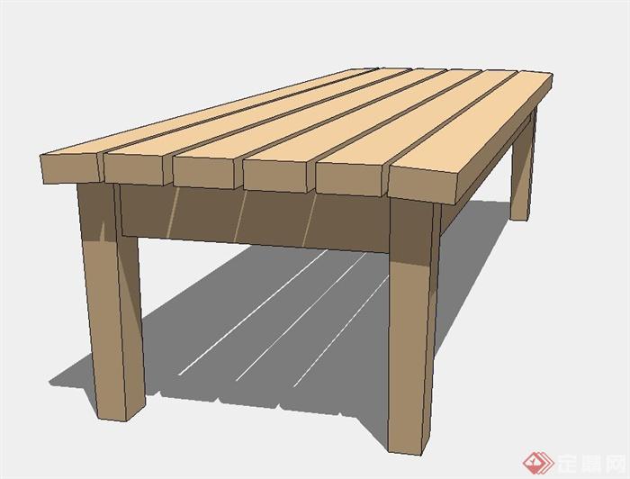 木质长方形坐凳设计SU模型(2)