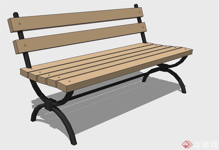 户外简易木质座椅设计SU模型(1)