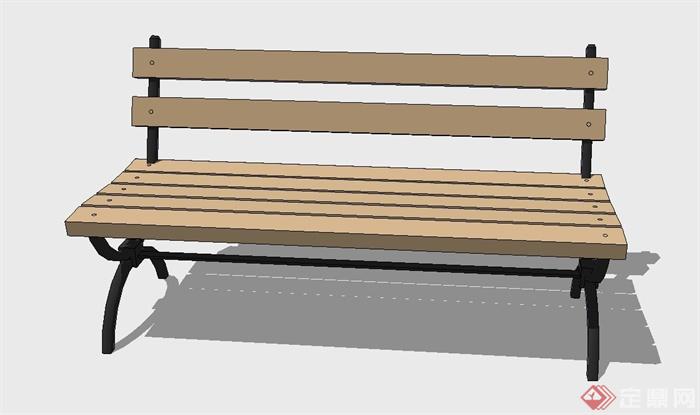 户外简易木质座椅设计SU模型(3)