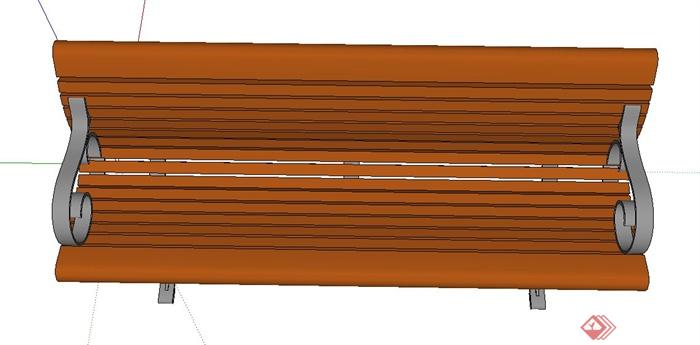 户外木质钢架结构座椅设计SU模型(3)