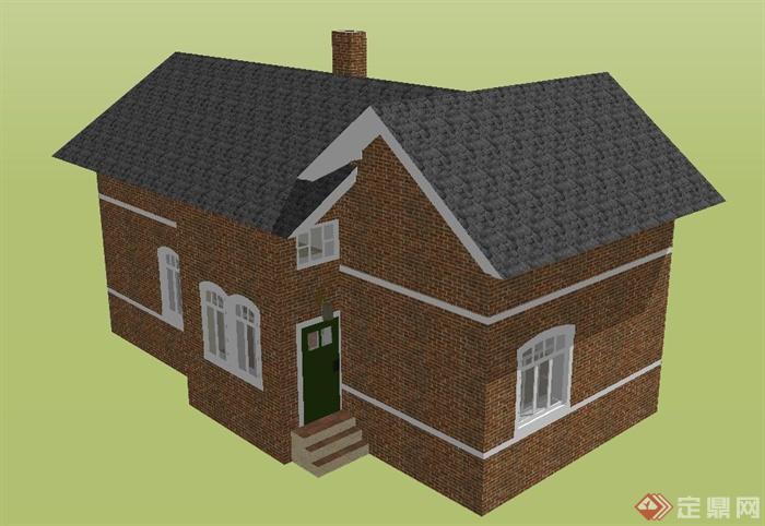 英式两层小别墅建筑设计SketchUp模型(3)