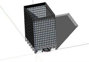 某现代办公楼玻璃建筑设计SU(草图大师)模型