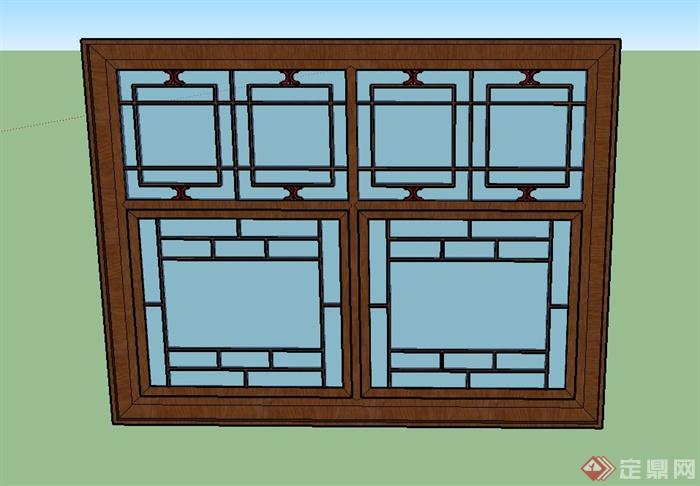 古典中式木质建筑节点门窗、屏风设计SU模型(1)
