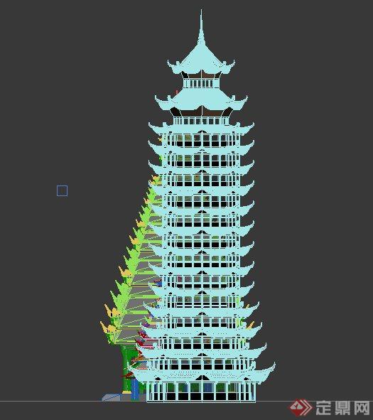 塔园林景观节点三座塔楼设计3DMAX模型(2)
