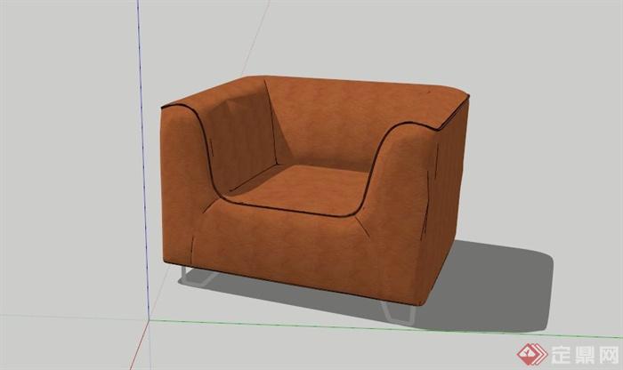 现代单人沙发椅SU模型(1)