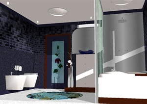 时尚现代整体浴室空间设计SU(草图大师)模型