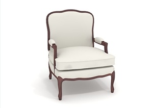 美式室内扶手靠椅设计3d模型