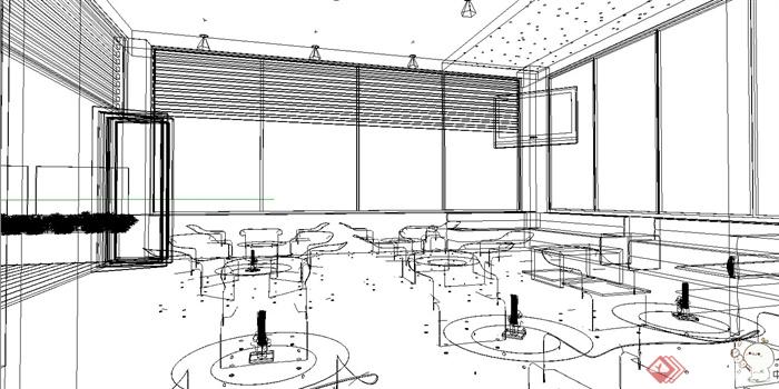 酒店咖啡吧室内设计SU模型(4)