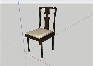 现代中式木制餐厅座椅设计SU(草图大师)模型