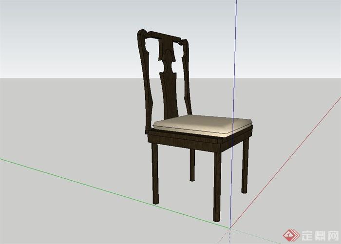 现代中式木制餐厅座椅设计su模型(2)