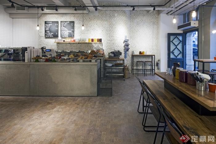 咖啡店,木坐凳,吧台,木地板