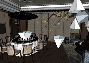 某住宅空间室内餐客厅装修设计SU(草图大师)模型