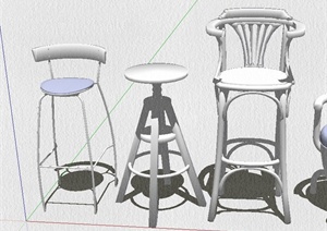 多个室内吧台椅设计SU(草图大师)模型
