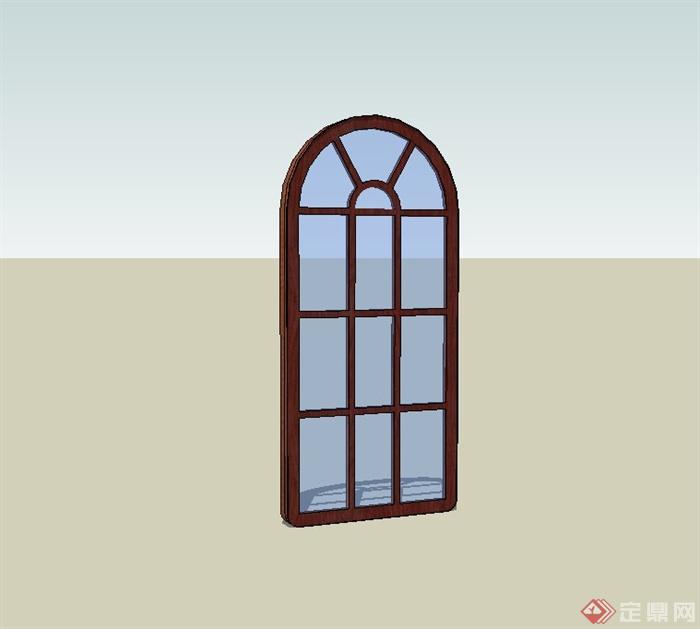 某欧式拱形窗子设计su模型(1)