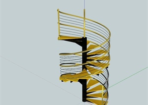 某黄色旋转楼梯SU(草图大师)模型
