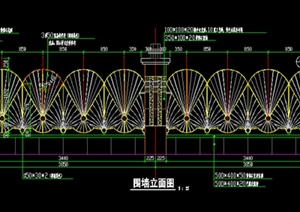 扇形装饰围墙做法设计CAD详图