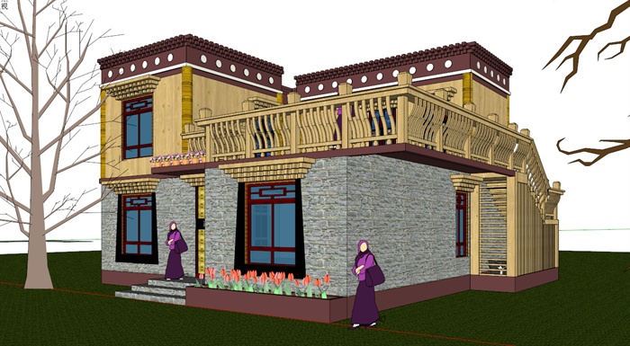 宗教风格别墅建筑设计su模型