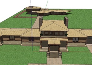 南方地区单层住宅建筑设计SketchUp模型