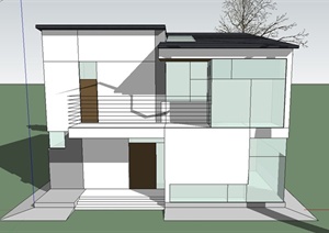 农村两层自建坡屋顶别墅建筑设计SketchUp模型