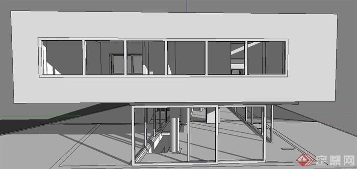 现代风格两层别墅建筑设计SketchUp模型(1)